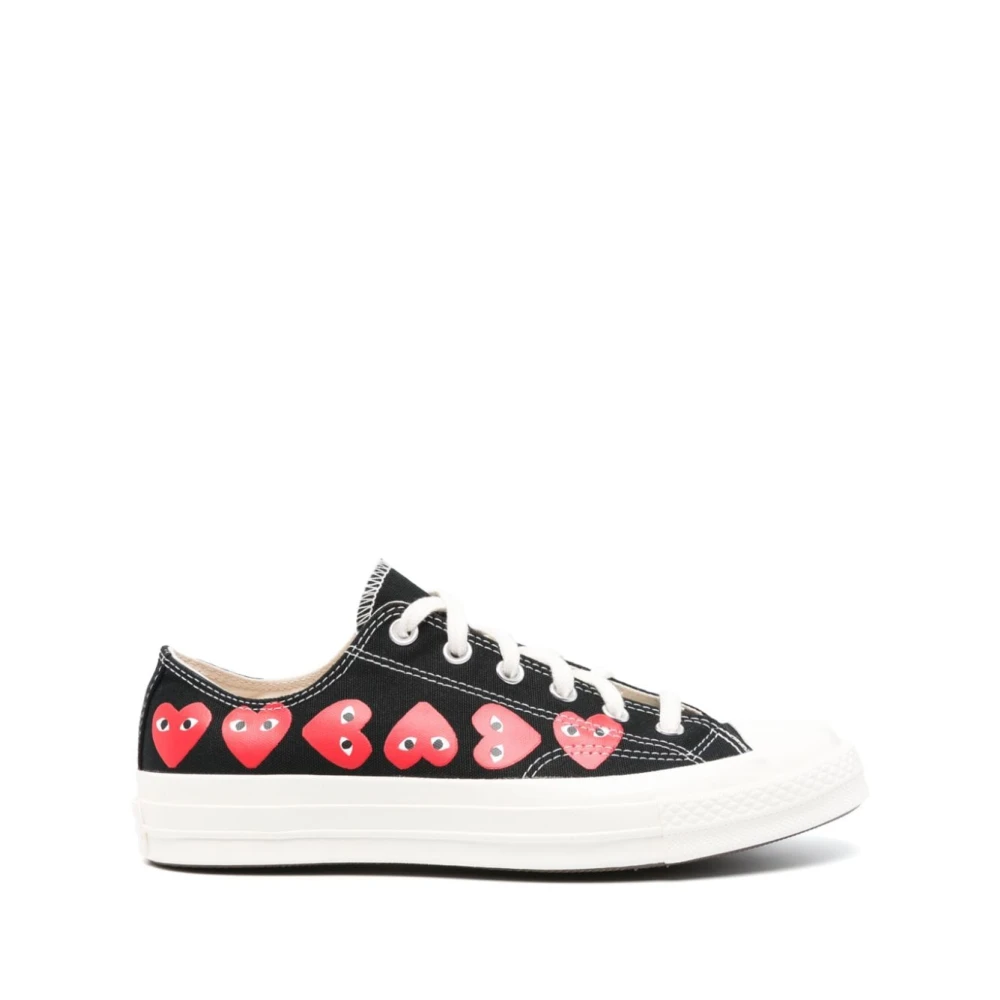 Comme des Garçons Play Svarta Hjärta Sneakers Bomull Låg Snörning Black, Unisex