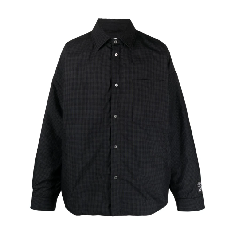 Ambush Men's Black Casual Shirts,, Gingham-Check Padded Shirt Jacket Medium
