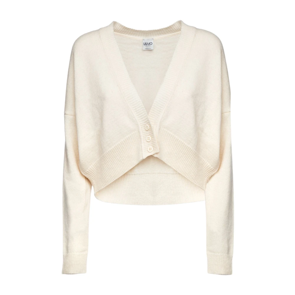 Liu Jo Kort V-ringad Cardigan i enfärgad White, Dam