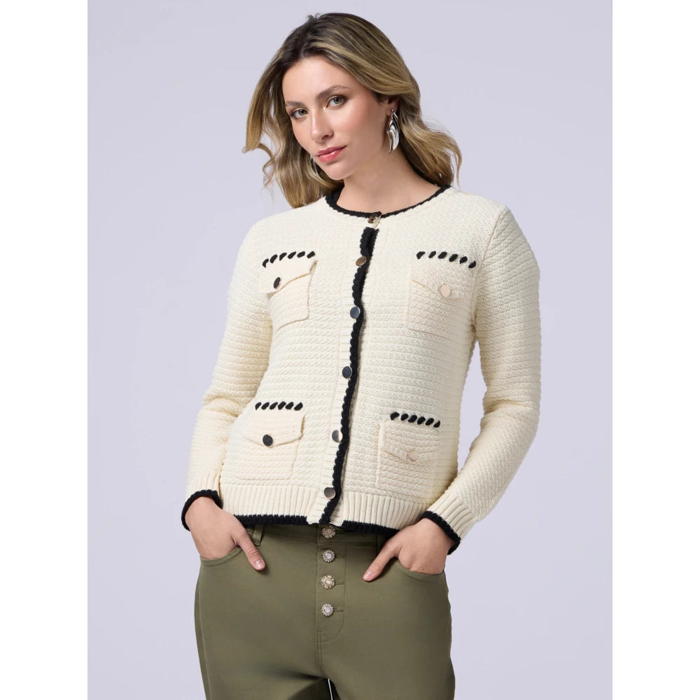 Oltre Vest met zakken en contrasterende details White Dames