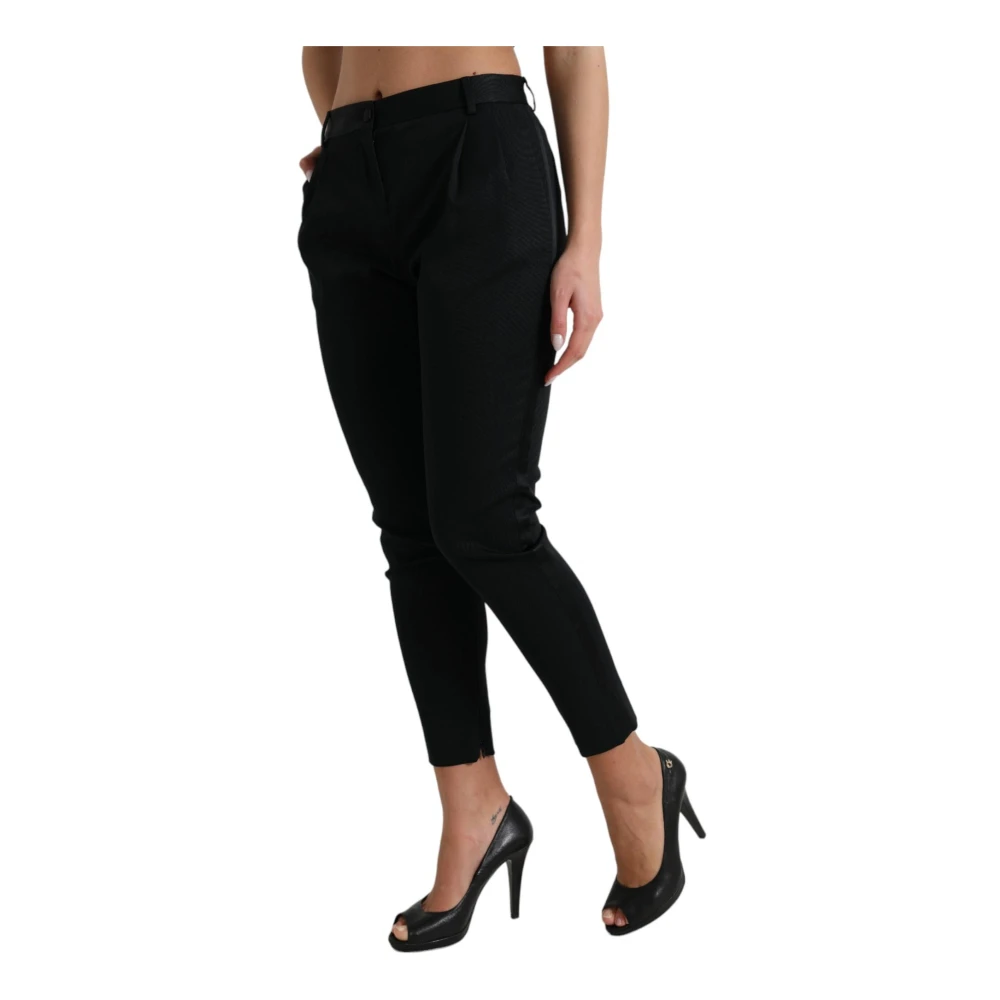 Dolce & Gabbana Luxe High Waist Skinny Cropped Broek Black Dames