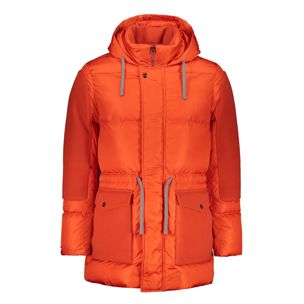 Herno Hooded Down Jacket met wollen rand Red Heren