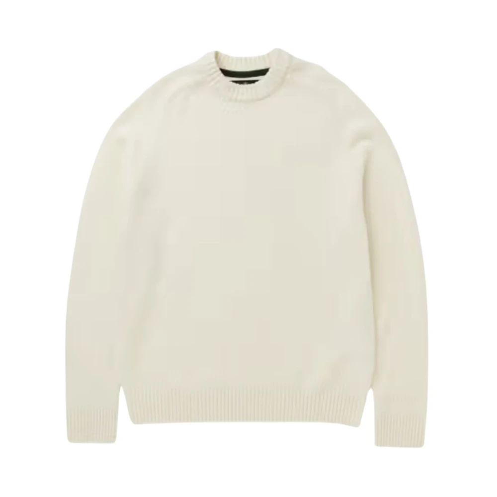 Barbour , Round-Neck Knitwear, Male, White, M, Newtown Crew Neck Jumper - Image 3