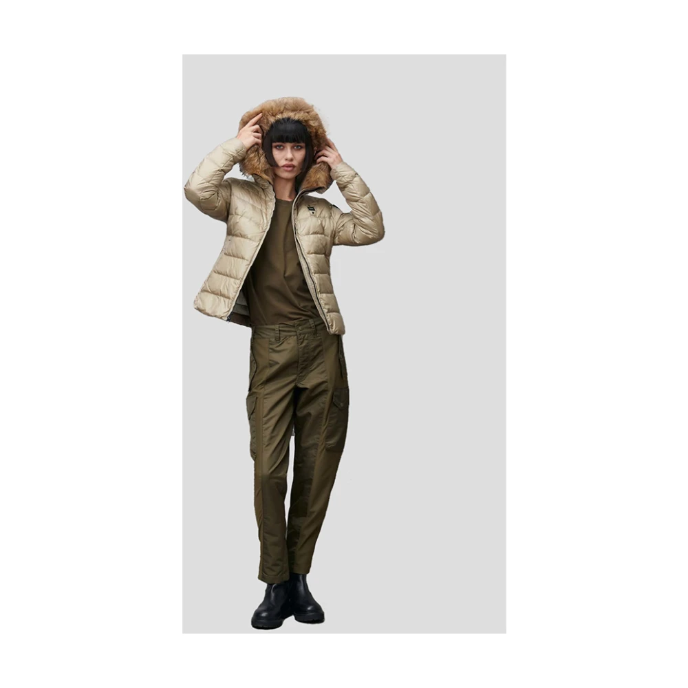 Blauer Beige Horizontaal Gestreepte Arcadia Jas Brown Dames