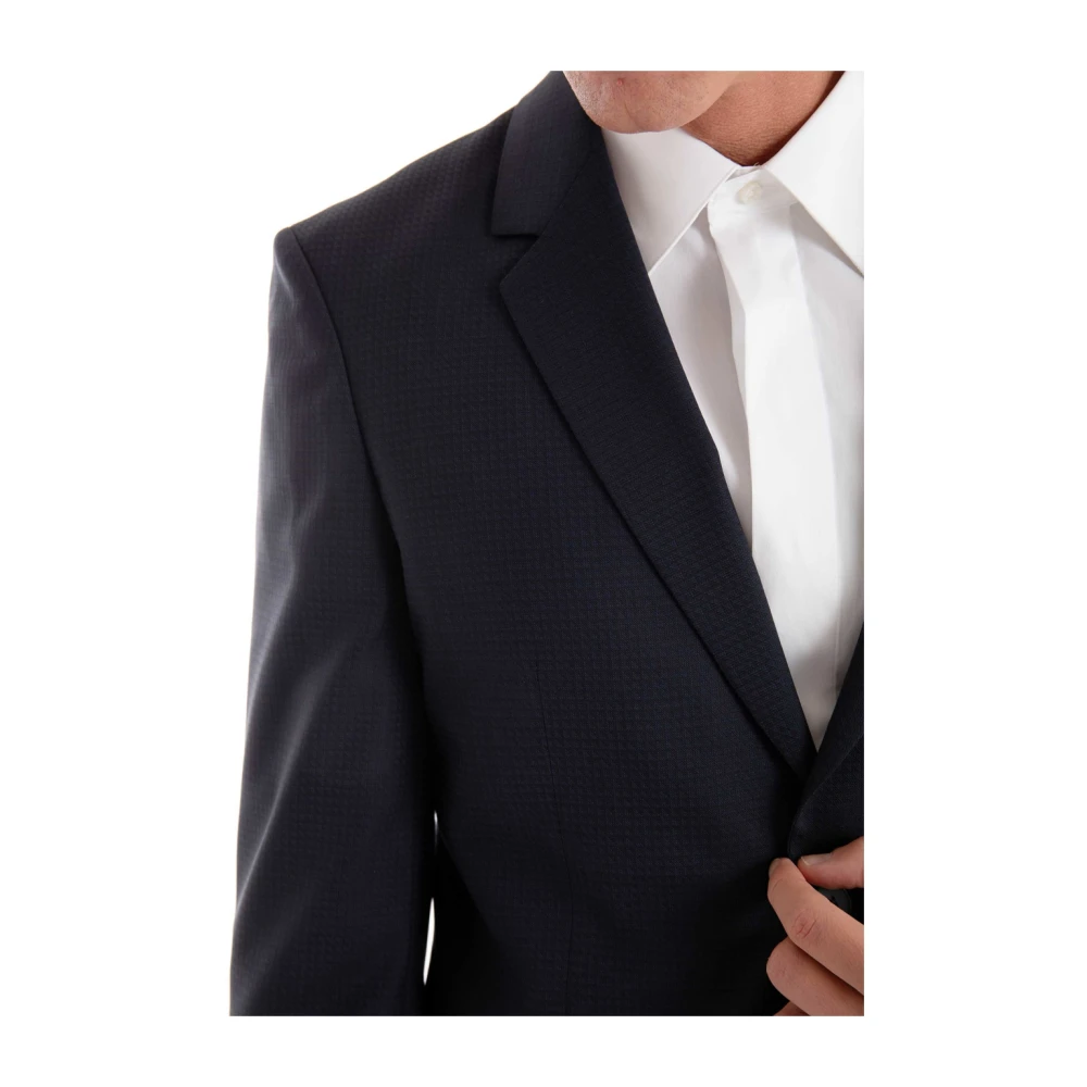 Hugo Boss Blauw Slim Fit Wollen Pak Blue Heren