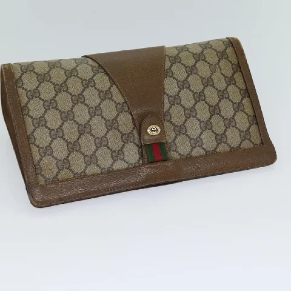 Gucci Vintage Pre-owned Leather clutches Beige Dames