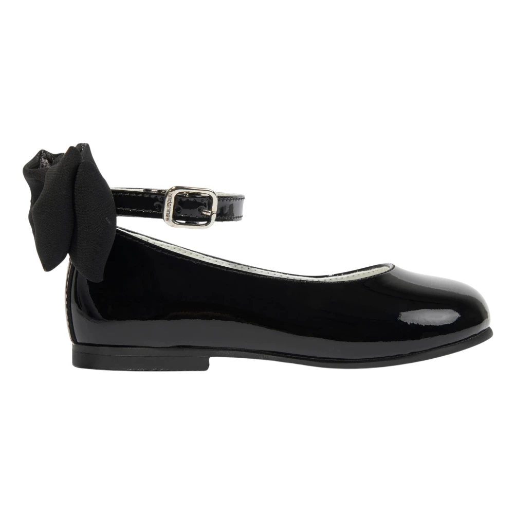Andanines Girls Black Kids Ballerina Shoes, 20 Eu, Patent Leather Bow Shoes