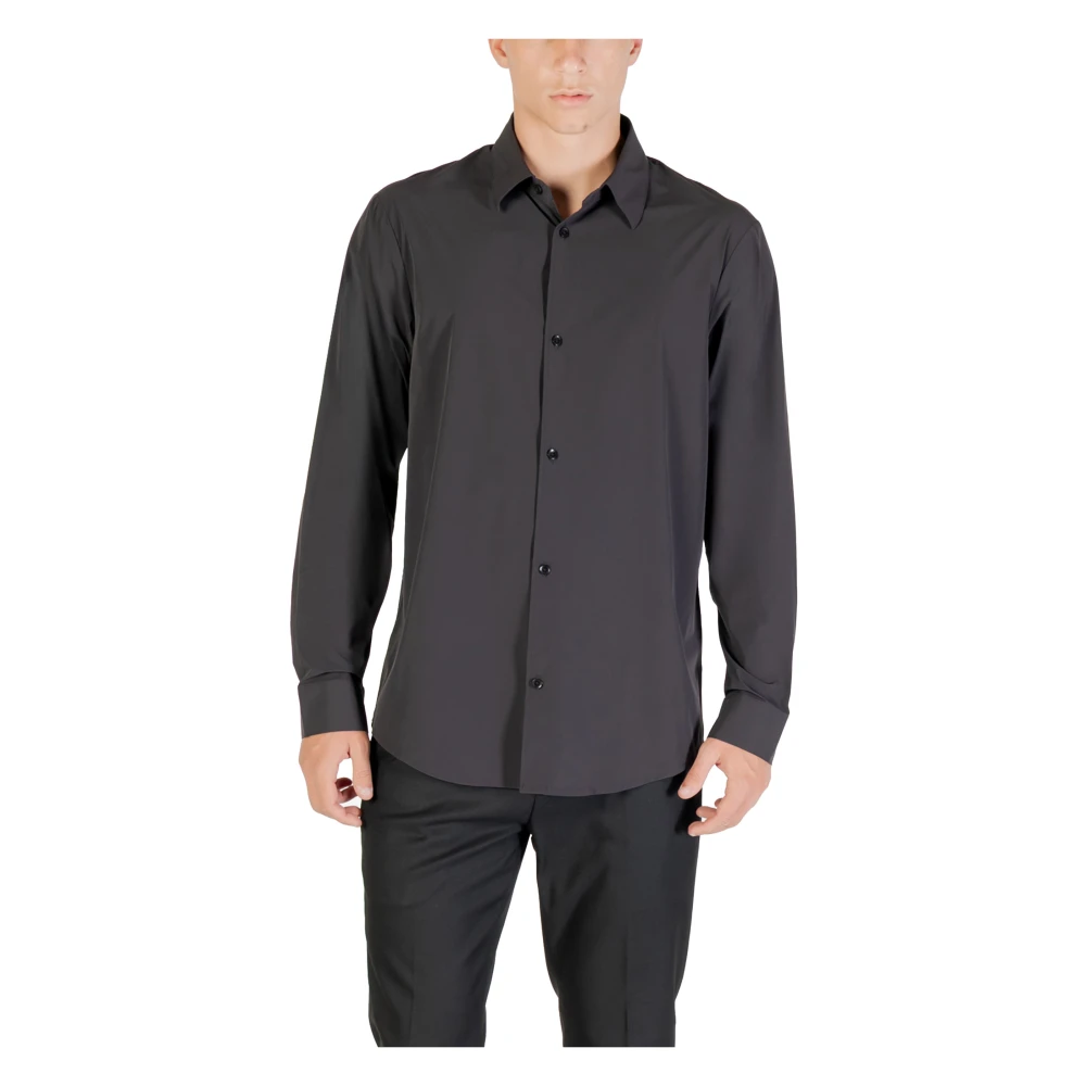 Armani Exchange Men's Black Casual Shirts, S, Sophisticated Long-Sleeve Shirt