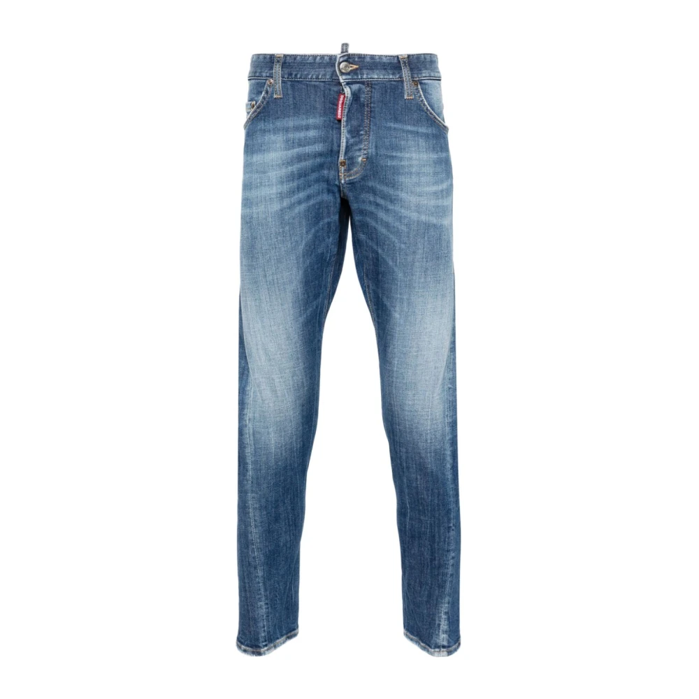 Dsquared2 Donkerblauwe Skinny Cut Denim Jeans Blue Heren