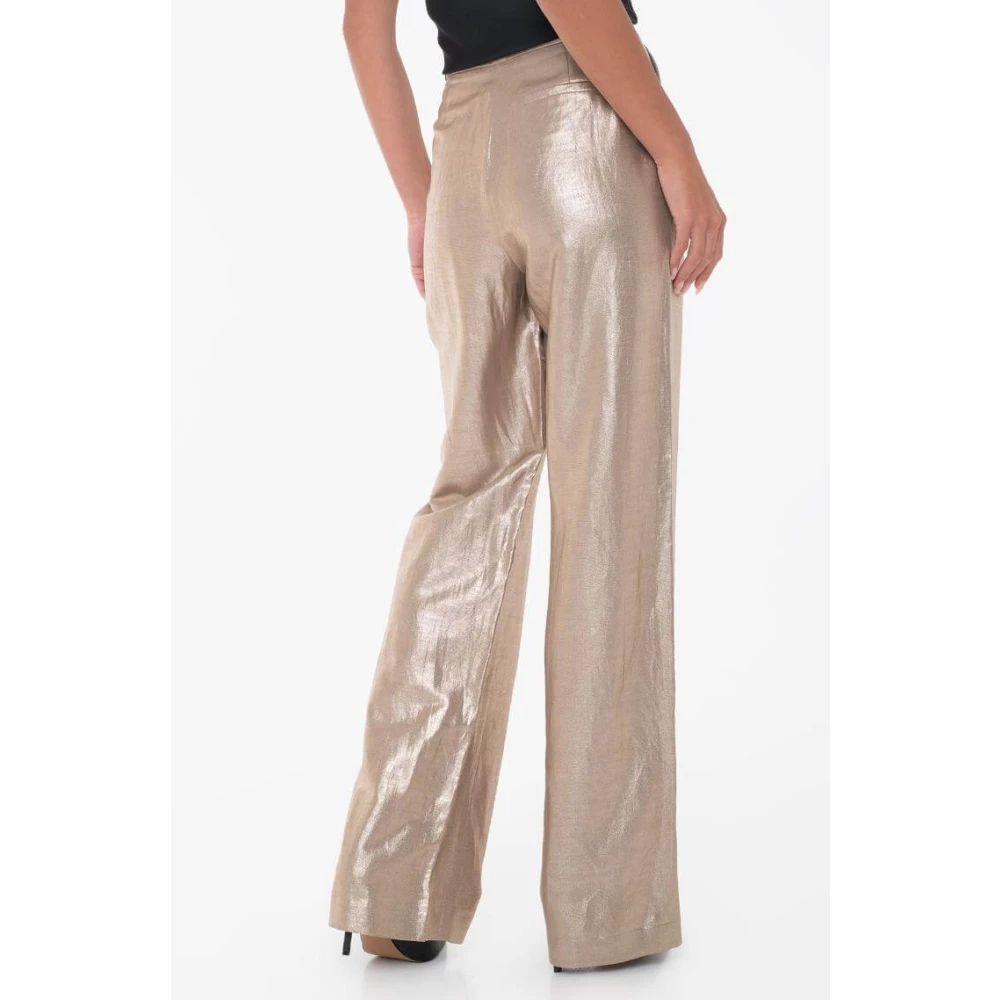 Guess Bronze Palazzo Broek met Hoge Taille Beige Dames