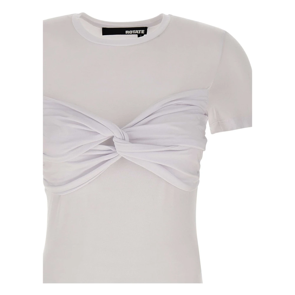 Rotate Birger Christensen Wit T-shirt met Strikdetail White Dames