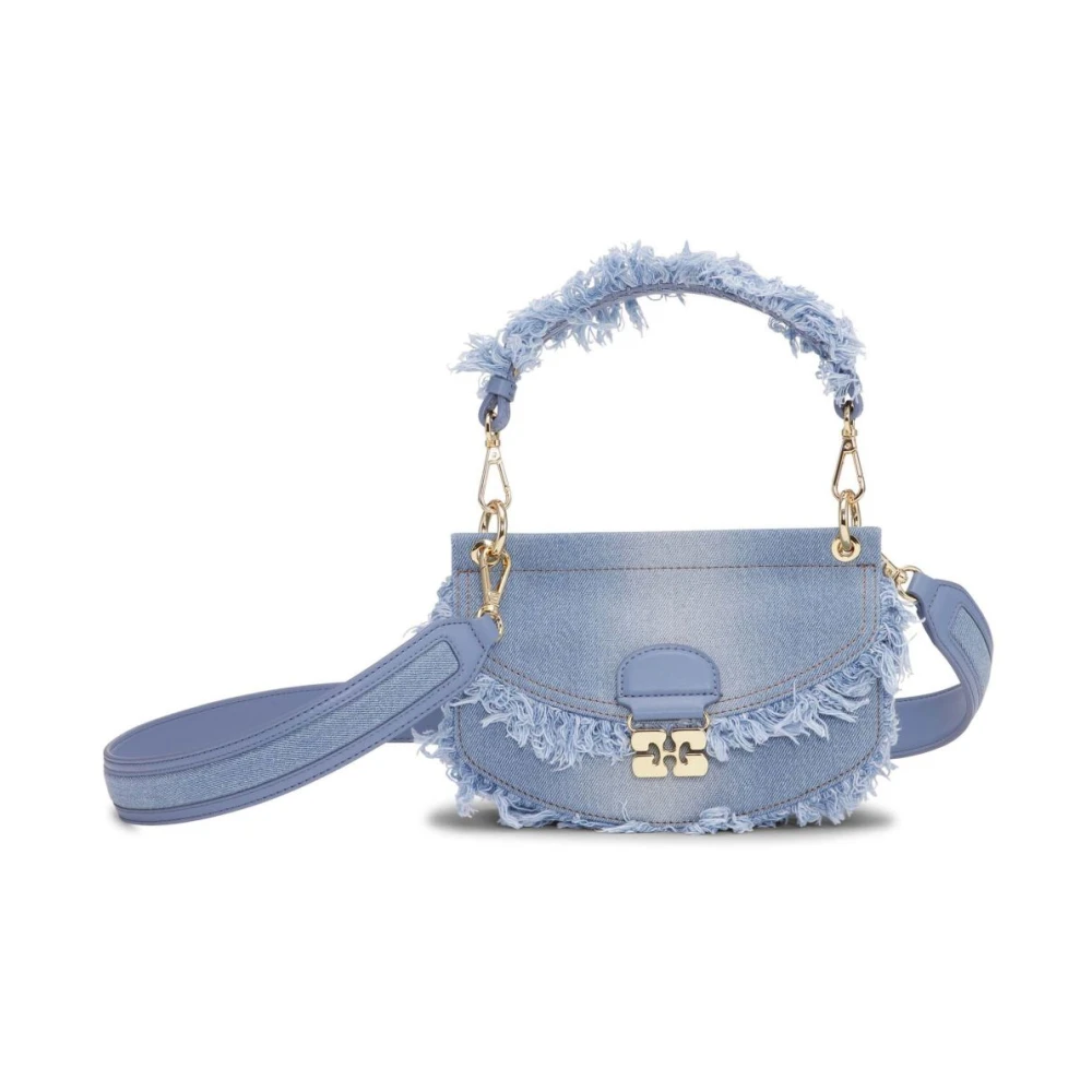 Ganni Denim Crossbody Tas in Blauw Blue Dames