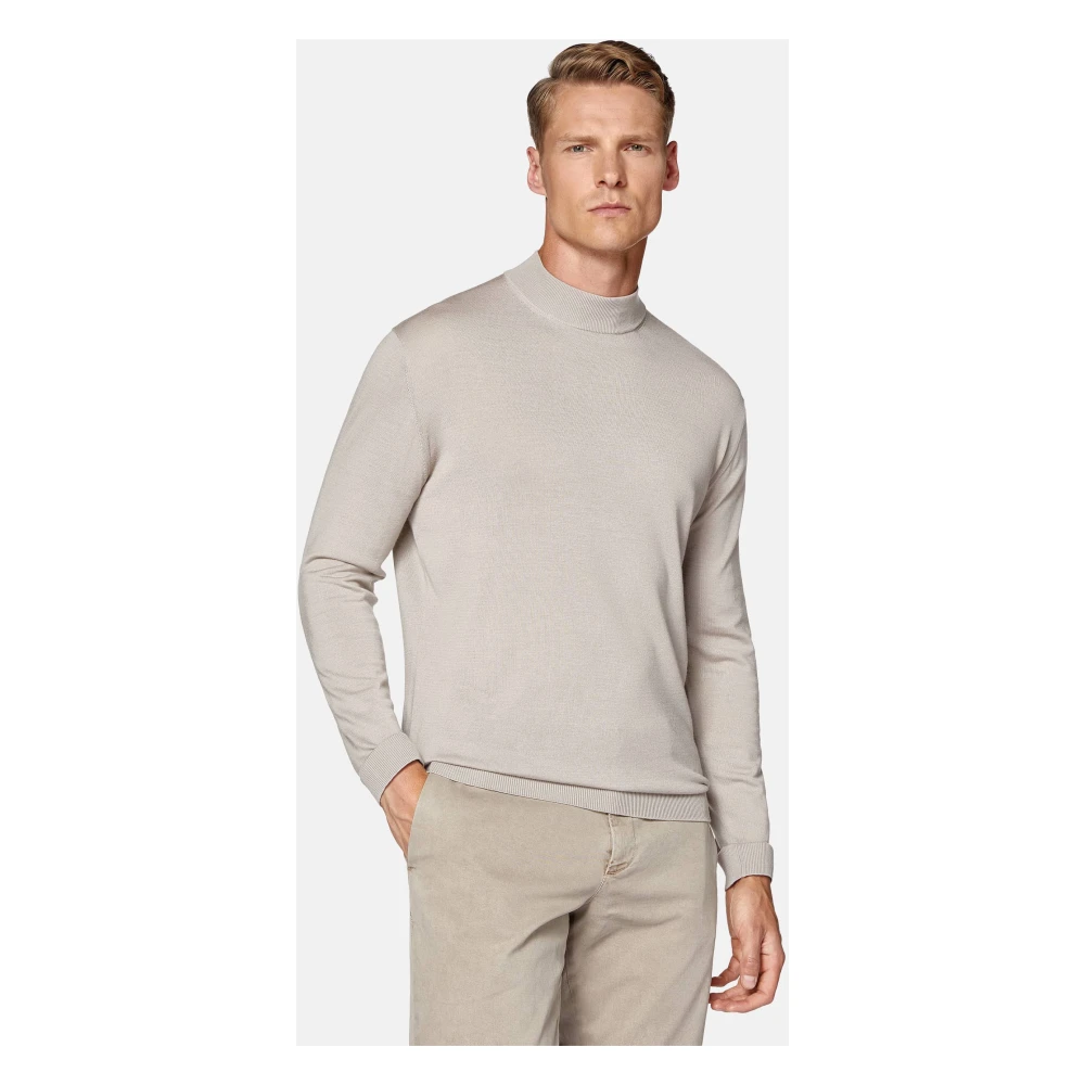 Boggi Milano Mock Polo Neck Jumper Black Heren