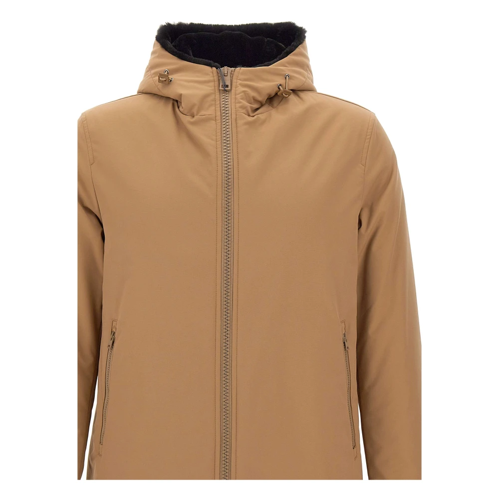 Herno Kameel Parka Waterafstotend Faux Fur Gevoerd Beige Heren