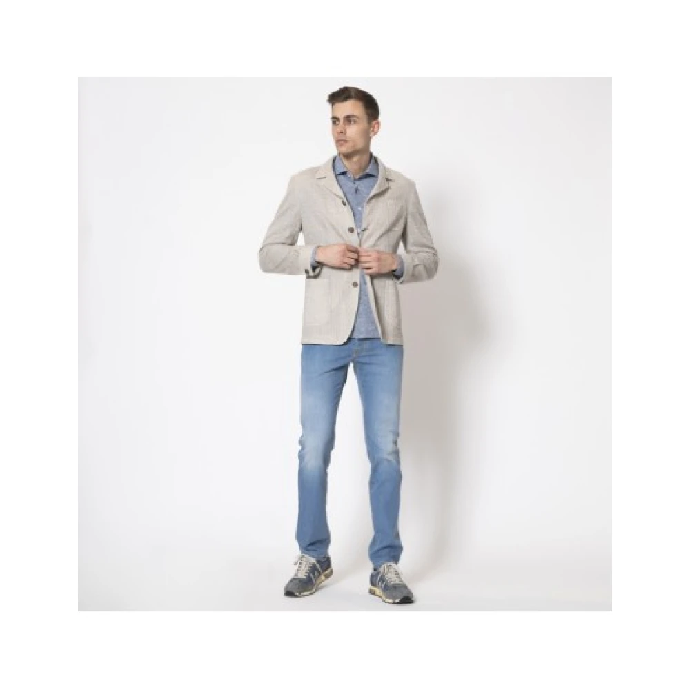 Orian Blauw gemêleerd overhemd Blue Heren