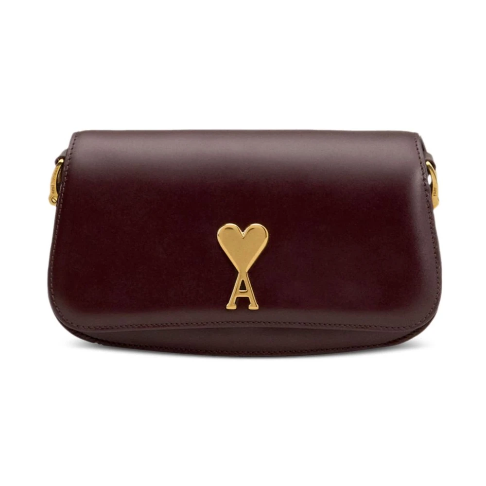 Ami Paris Bourgondisch Leren Schoudertas met Zak Purple Dames
