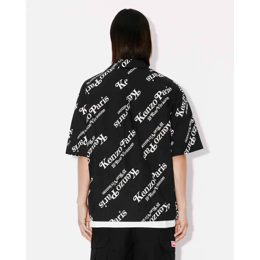 Kenzo Zwarte Hawaïaanse overhemd met origineel monogram Black Heren
