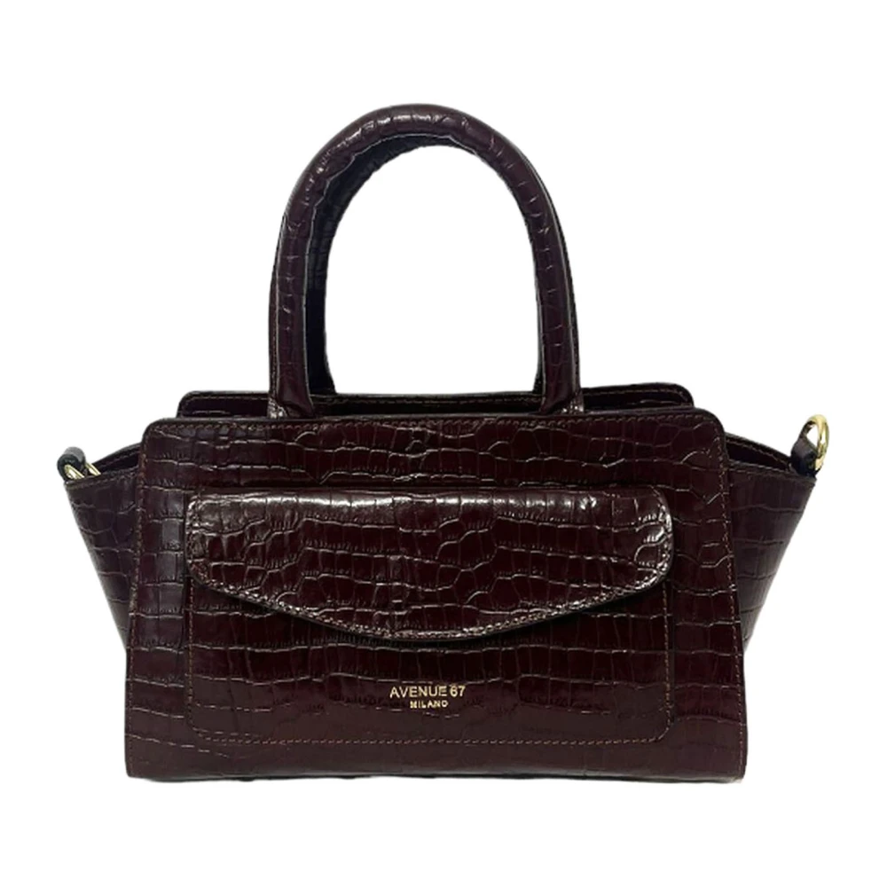 Avenue 67 Donkerbruine Krokodillenprint Leren Tas Brown Dames