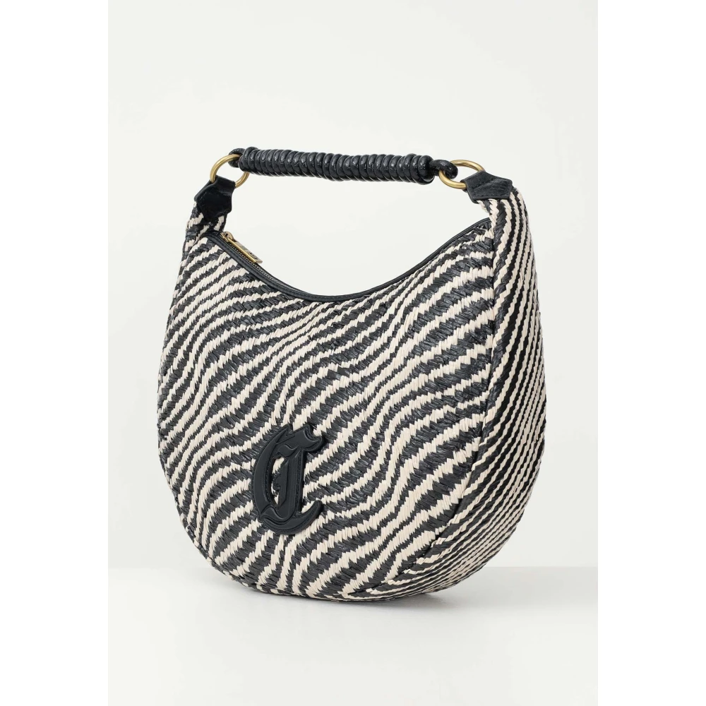 Just Cavalli Rafia Beige Shopper Tas Black Dames