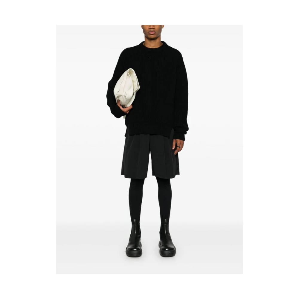 Jil Sander Zwarte Wol Chunky Gebreide Trui Black Heren