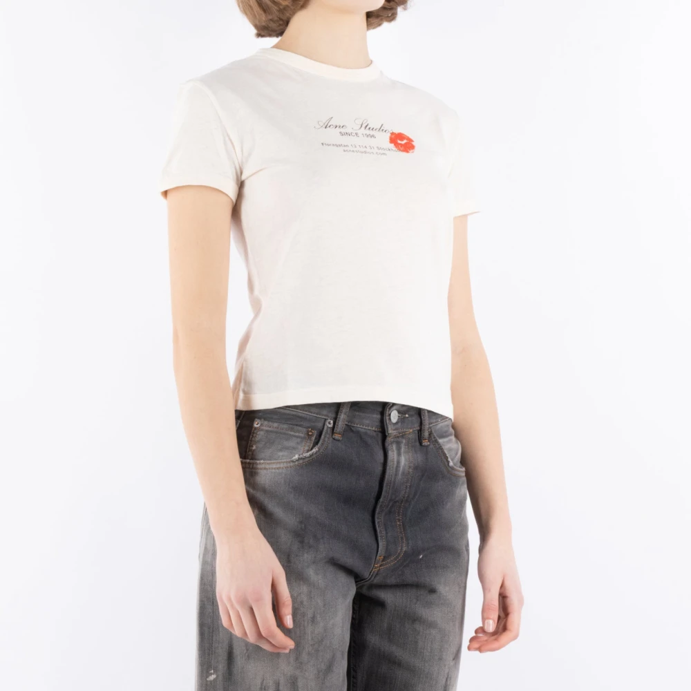Acne Studios Beige Katoenen T-Shirt Al0460 Beige Dames