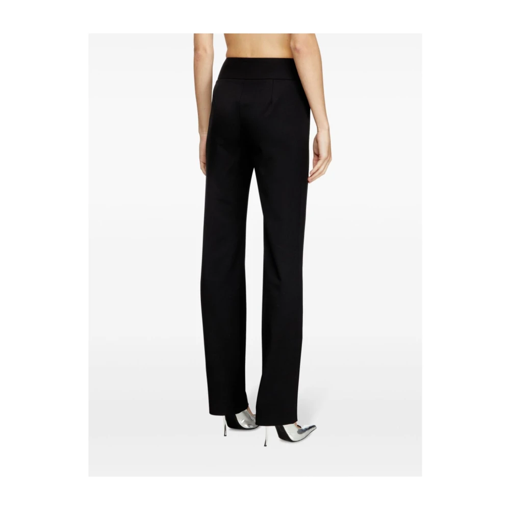 Diesel Zwarte hoge taille broek met ovaal logo Black Dames