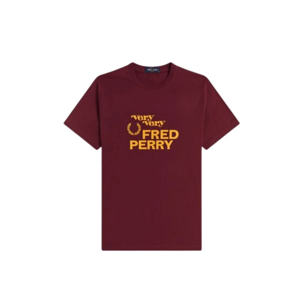 Fred Perry Bedrukt T-shirt in Aubergine Red Heren