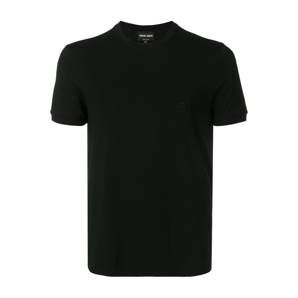 Giorgio Armani Zwart Slim Fit T-shirt met Geborduurd Logo Black Heren