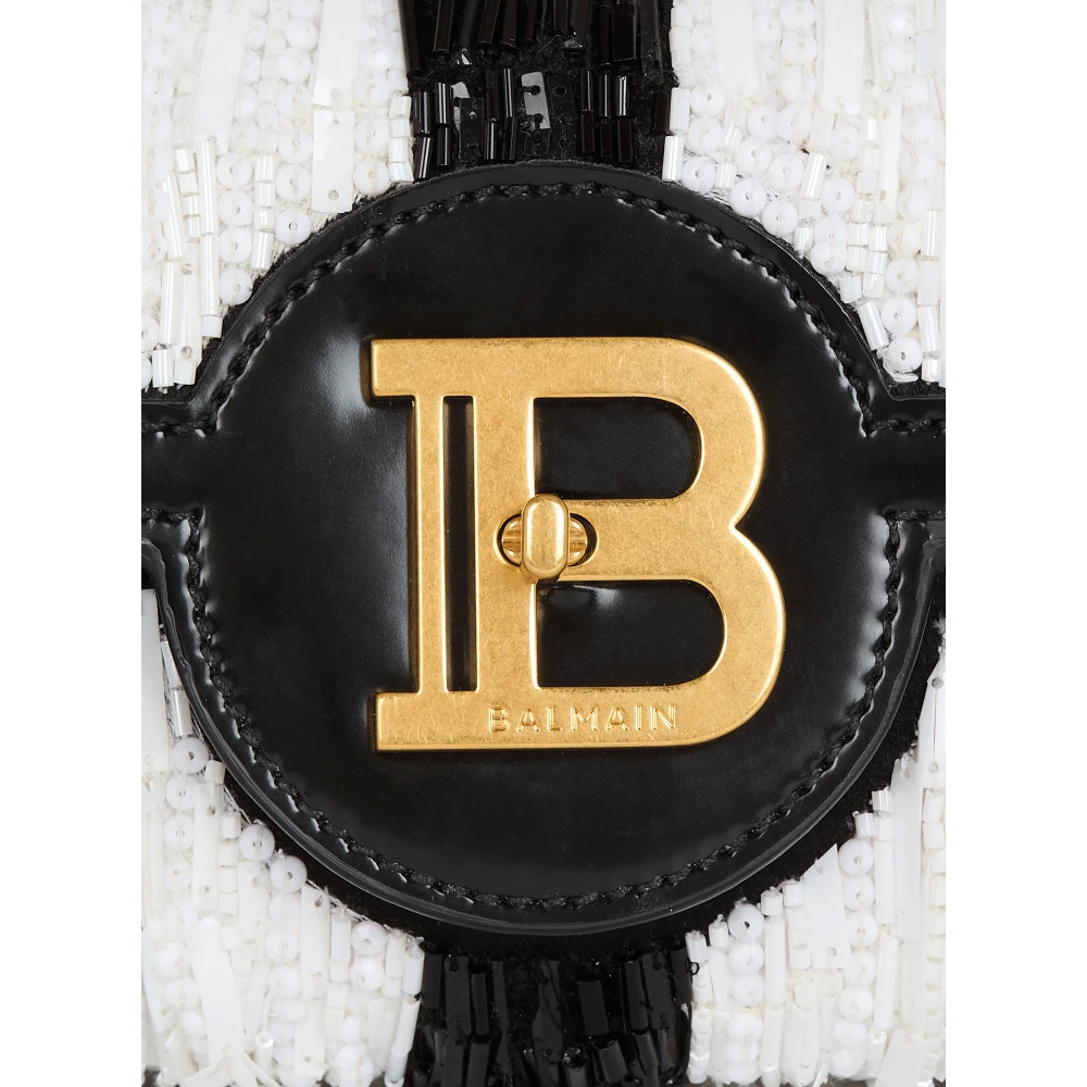 Balmain B-Buzz Pouch 23 met geborduurde strepen Black Dames