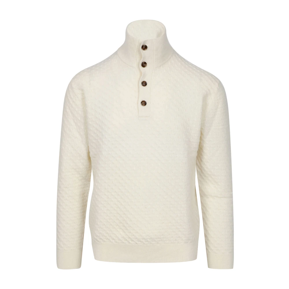 Paolo Pecora Merino Wol Hoge Hals Trui Beige Heren