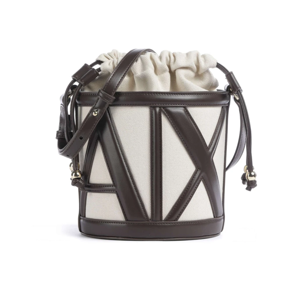 Armani Exchange Women's Black Bucket Bags, One Size, Bucket Bag With Shaped Logo