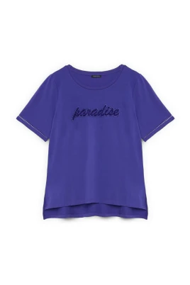 T-shirt i bomull med paljetter