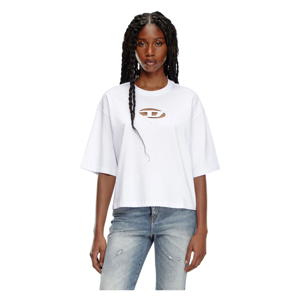 Diesel Katoenen T-shirt met Oval-D Logo White Dames