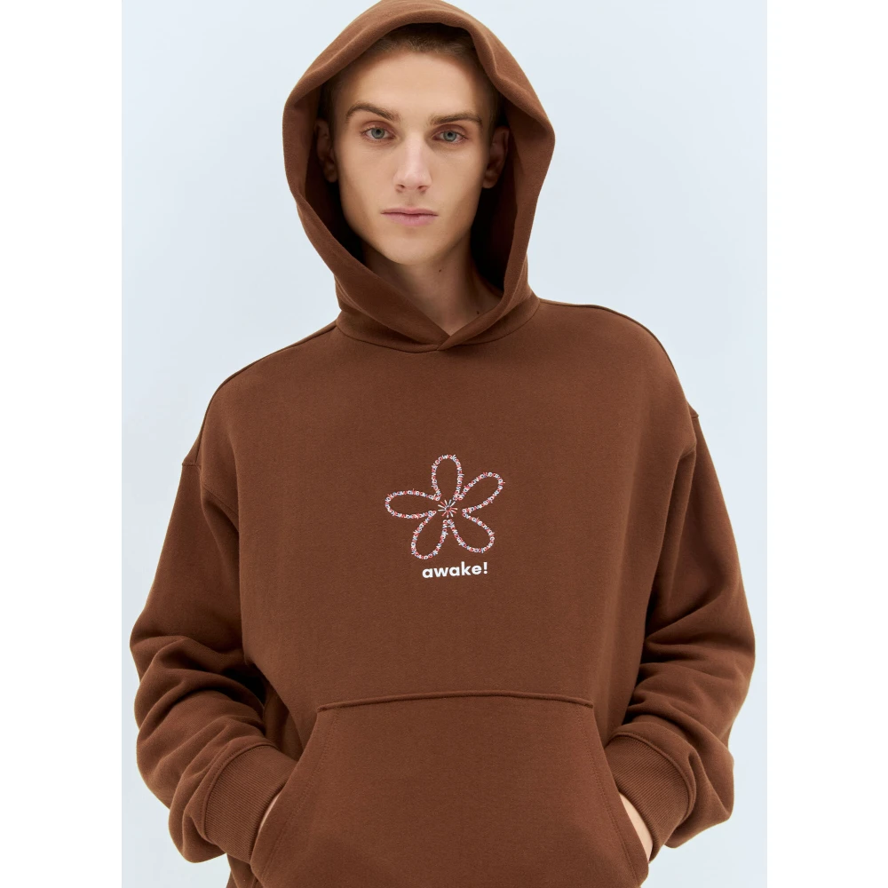 Awake NY Bloemstempel capuchontrui Brown Heren