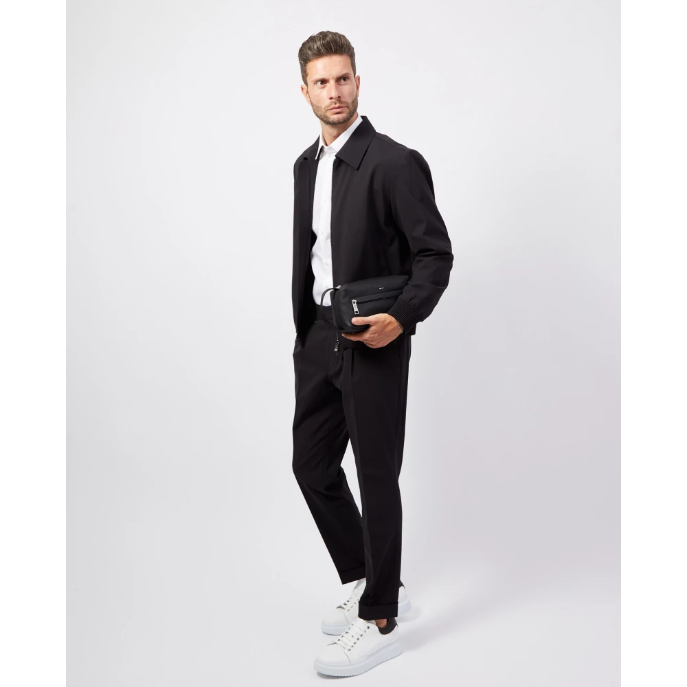 Hugo Boss Moderne Zwarte Jas Straight Slim Fit Black Heren