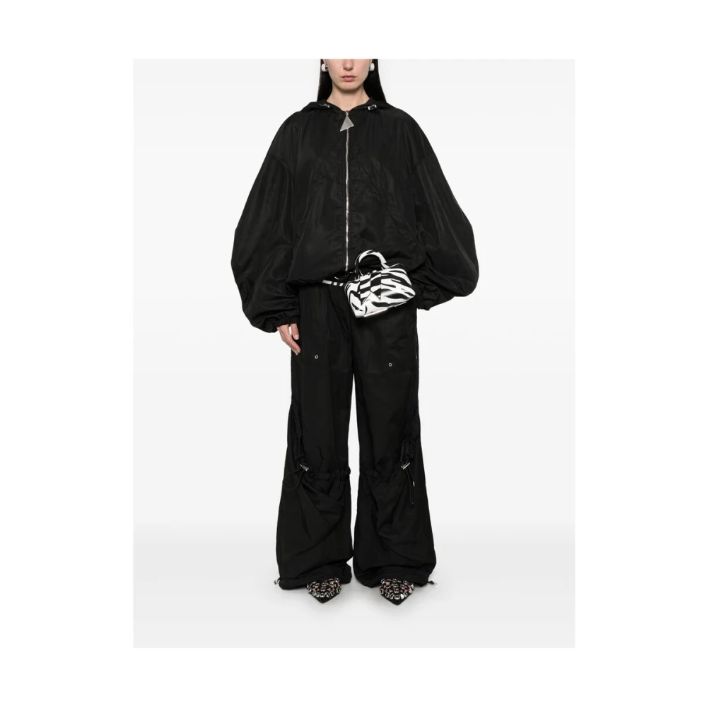 The Attico Zwart rits-voorzijde bovenkleding met wijde mouwen Black Dames