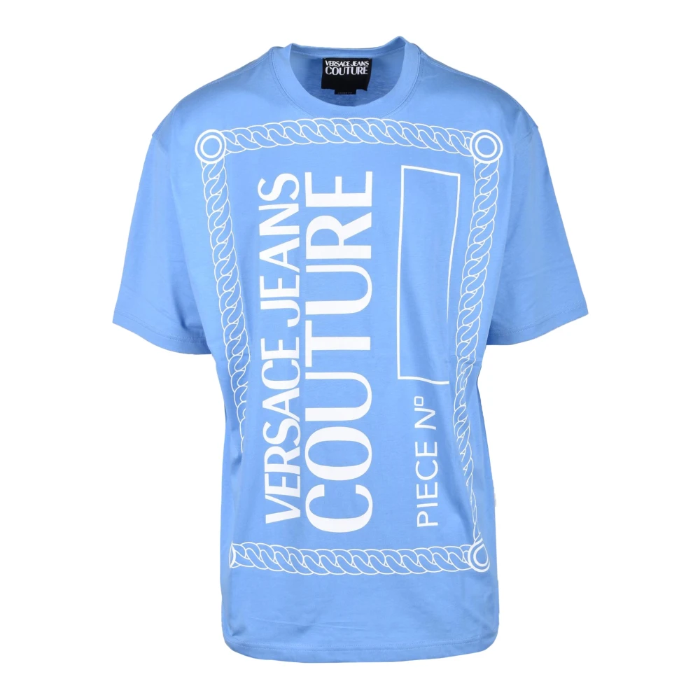 Versace Jeans Couture Bomull T-shirt med Stiligt Design Blue, Herr