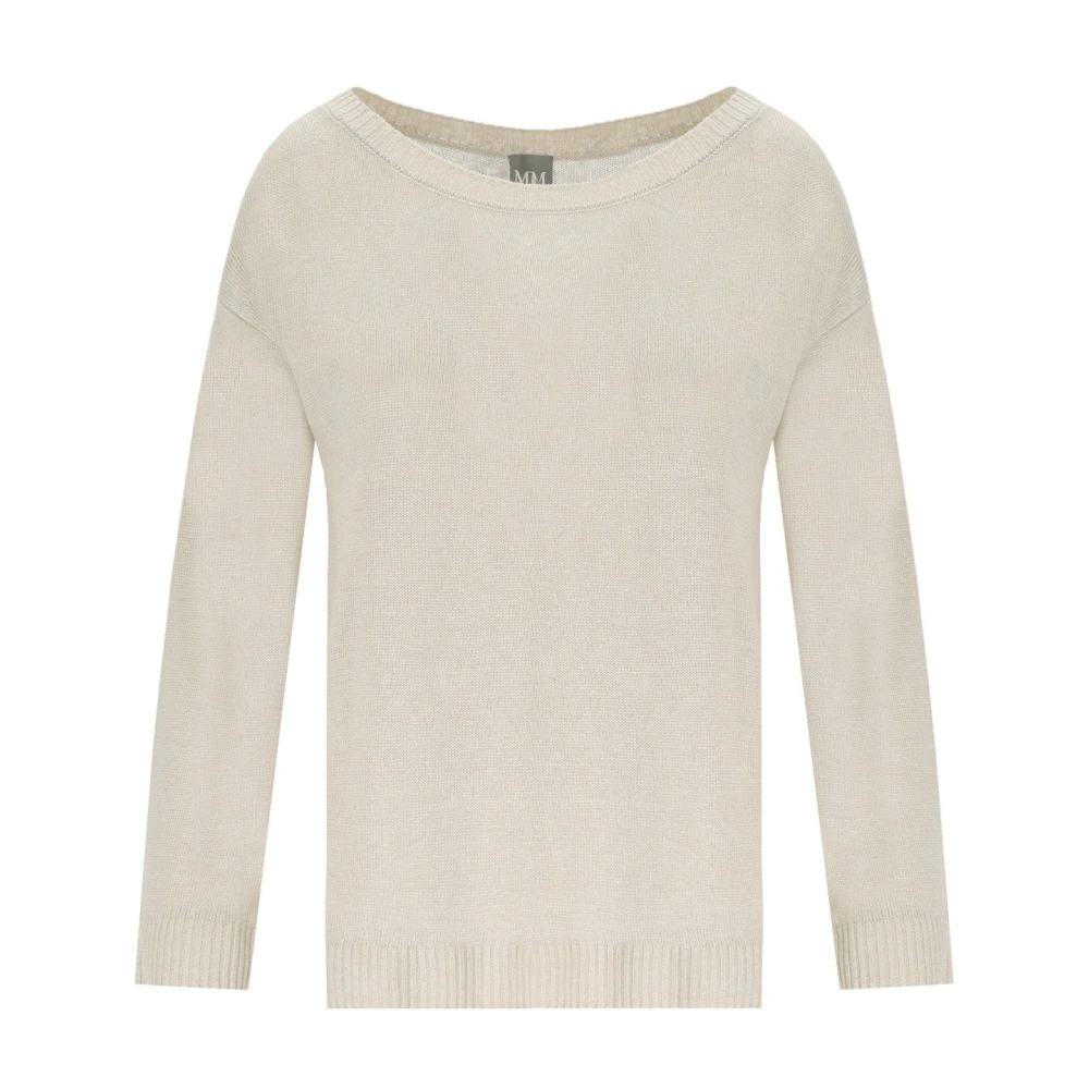 Max Mara Women's Beige Round-Neck Knitwear, L, Linen Dandy Crewneck Jumper