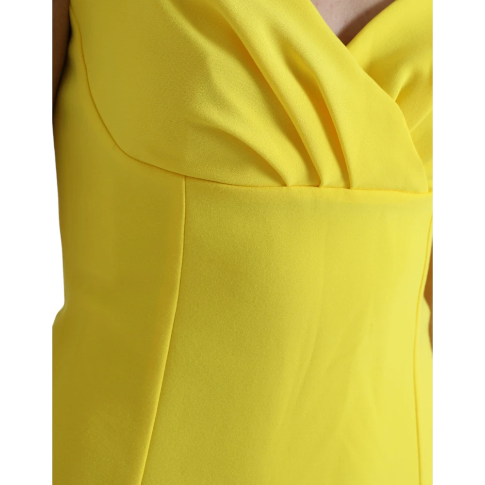 Dolce & Gabbana Gele Mouwloze Bodycon Midi Jurk Yellow Dames