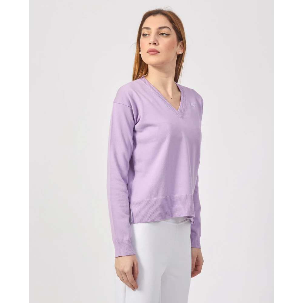 K-way Paarse Katoenen Sweater Crop Lijn Purple Dames