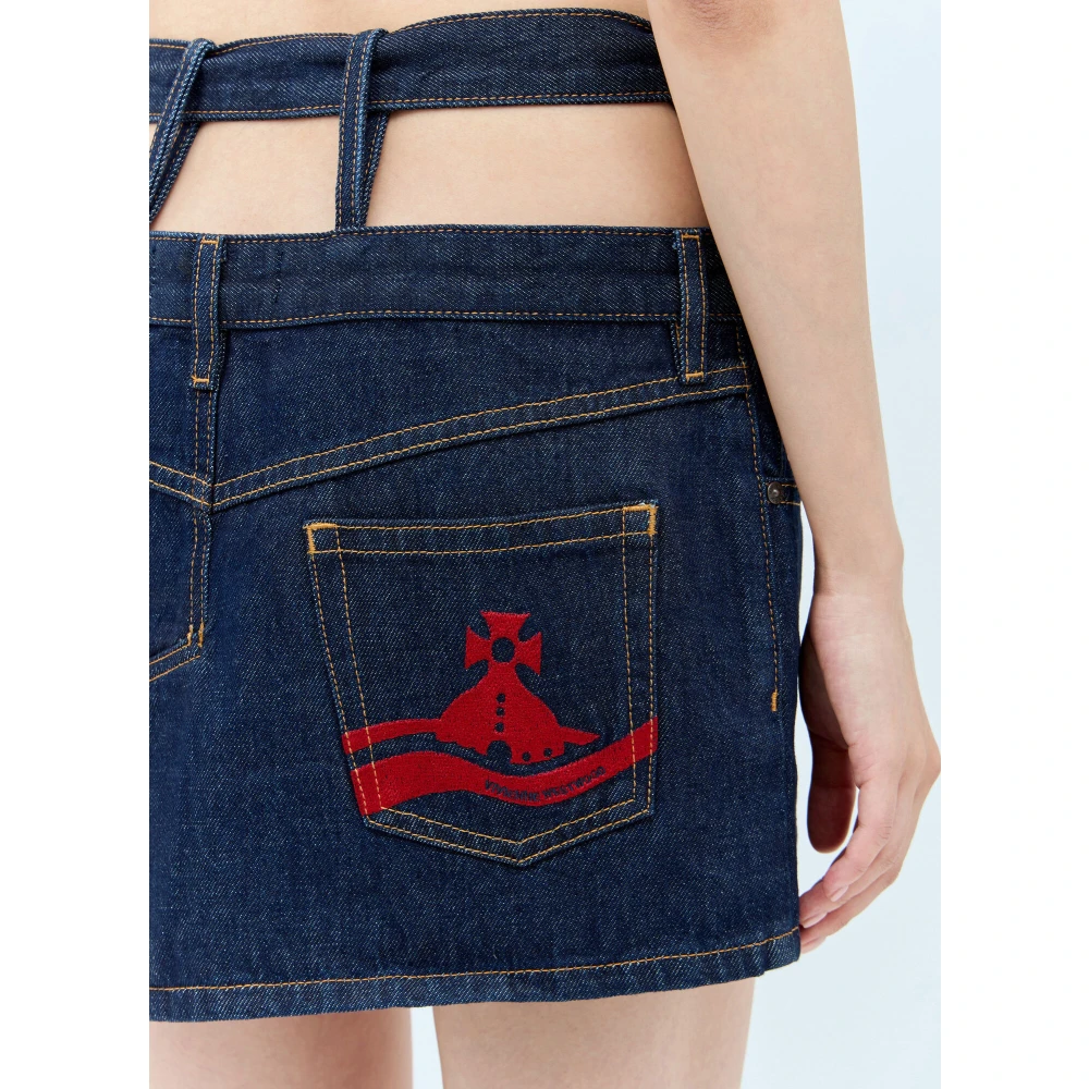 Vivienne Westwood Logo-Silhouette Denim Rok Blue Dames