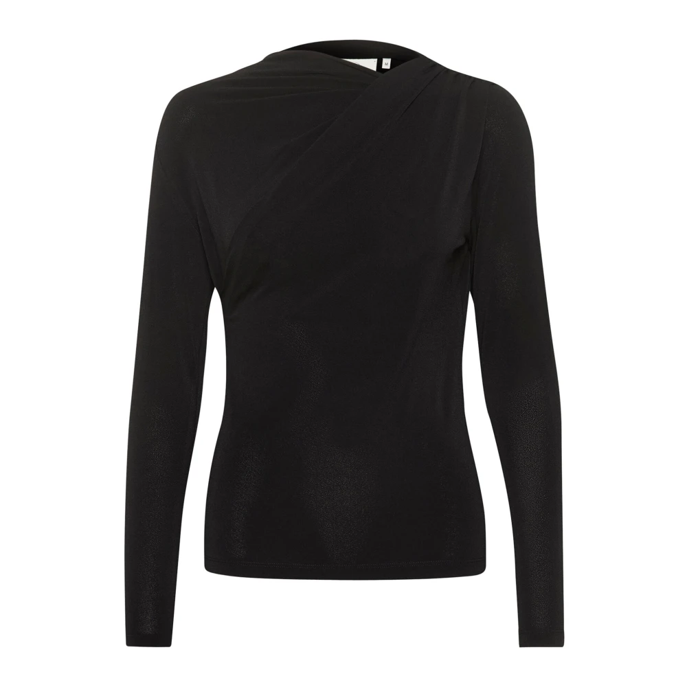 Kaffe Gedrapeerde Jersey Blouse Zwart Black Dames