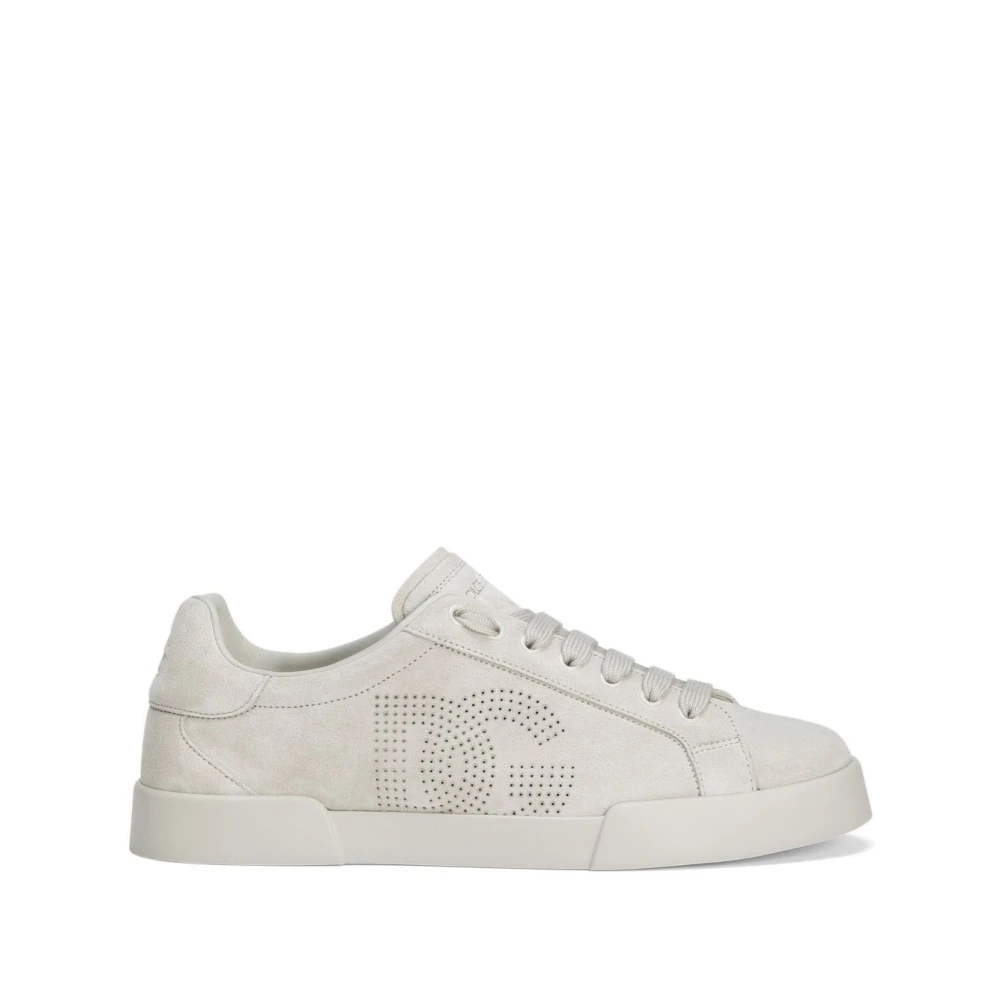 Dolce & Gabbana Grijze Sneakers met Platte Zool Heren Schoenen Grijs