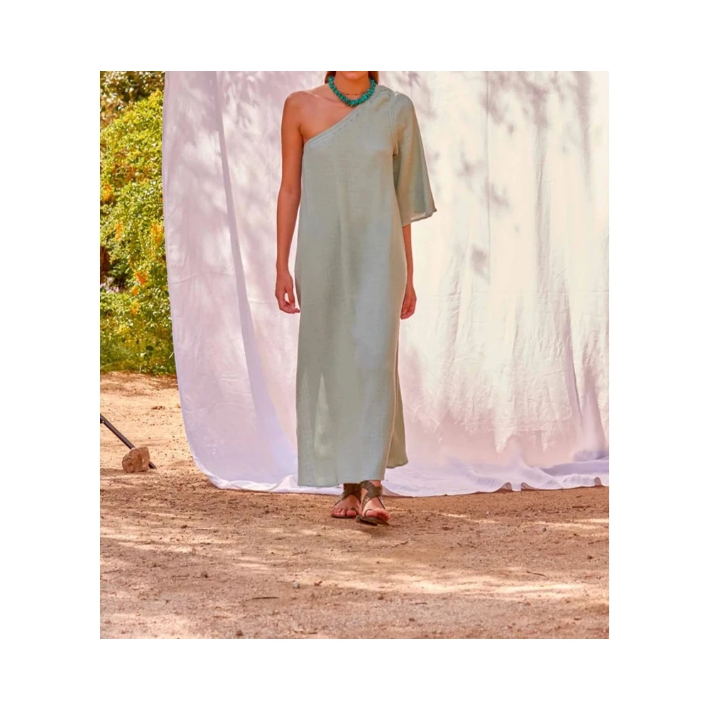 Mare Di Latte Asymmetrische Katoenen Gaze Kimono Gray Dames