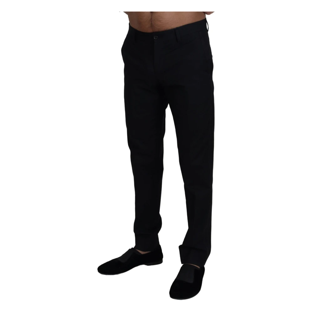 Dolce & Gabbana Elegante Zwarte Katoenen Broek Black Heren