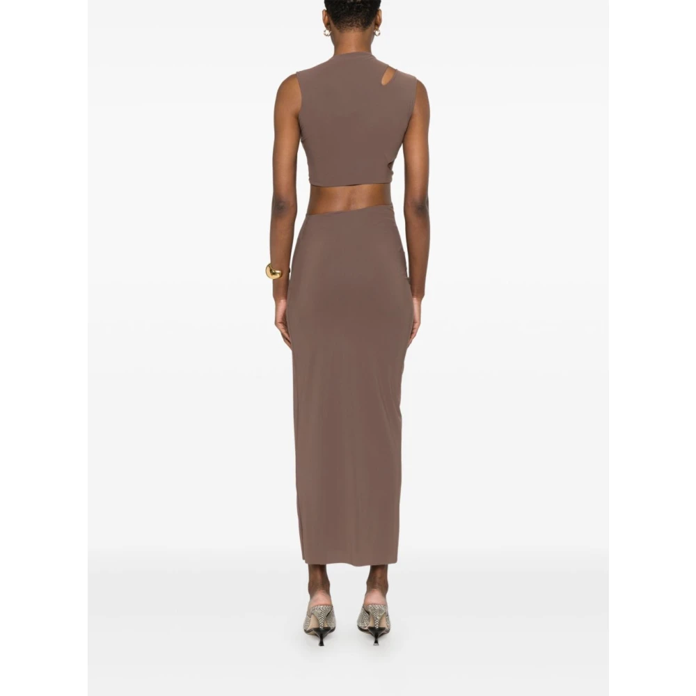 Amazuin Bruine Mouwloze Jurk met Uitsparingen Brown Dames