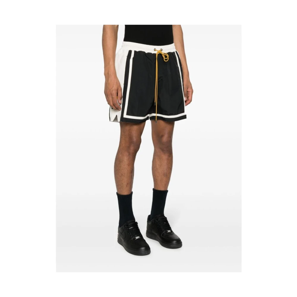 Rhude Korte elastische shorts met streepdetail Black Heren