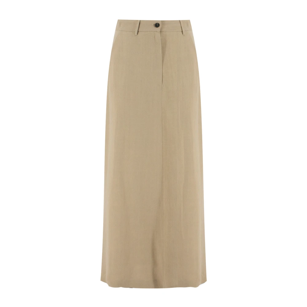 Antonelli Firenze Midi Rok met Zijsplitten Beige Dames