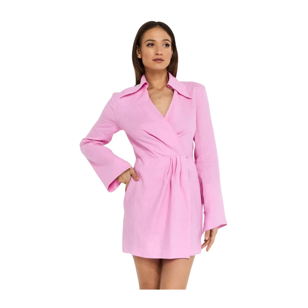 Nanushka Linnen Mini Jurk Esma Pink Dames