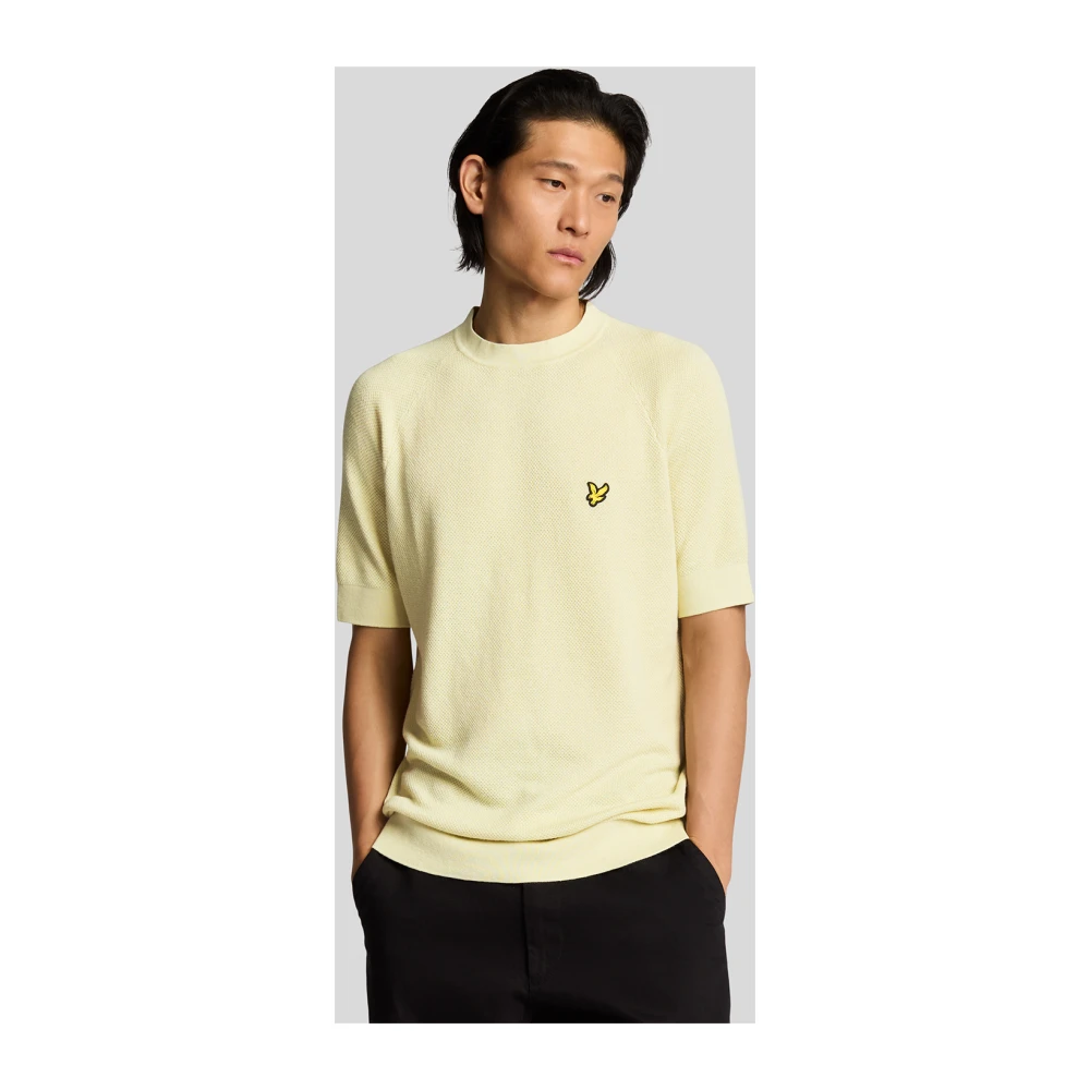 Lyle & Scott Mid Knits Linnenmix Gebreid T-shirt Yellow Heren